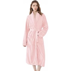Soft Robe For Women，Warm Plush Bath Robes Female，Spa Towel After Shower Lightweight Long Bathrobe
