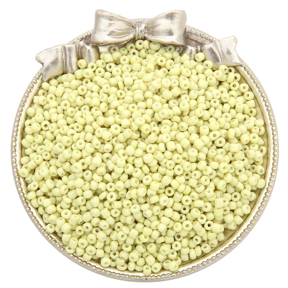 Pack of 1000 3 mm round glass beads, mini glass seed beads, handmade glass seed beads, scattered beads, for handmade DIY production, bracelet, necklace, beads, jewellery accessories, light yellow