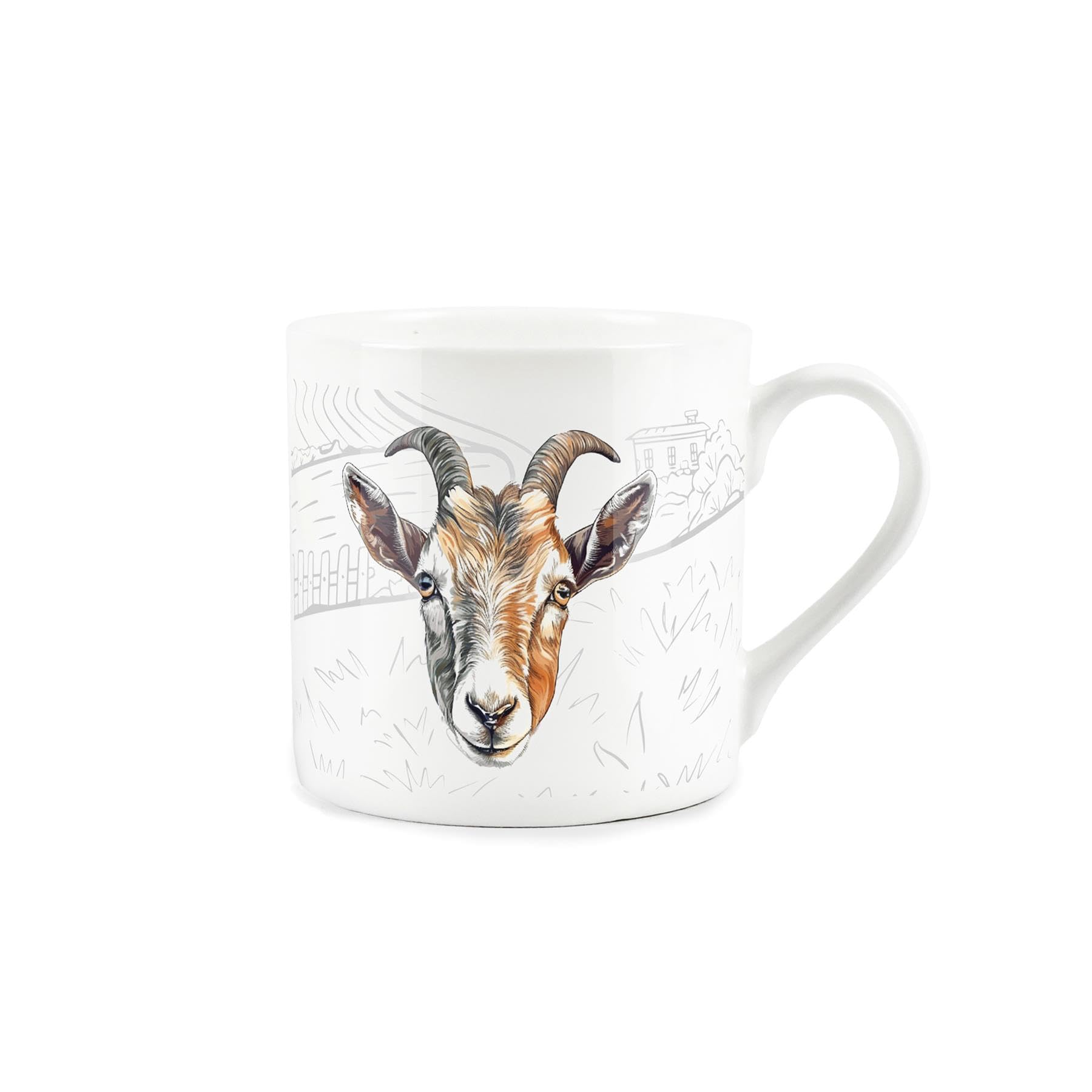 Purely Home Goat Mug - Countryside Farm Animals Fine Bone China White Mug Coffee/Tea Present Gift for Animal Lovers
