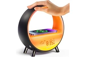 Dekala Arches Sunrise Alarm Clock Sunset White Noise Sound Machine Sleep Timer Loud Alarm Clock for Heavy Sleepers Natural Sound Wake-Up Light 15W Wireless Charging Customizable Snooze 5G WiFi App