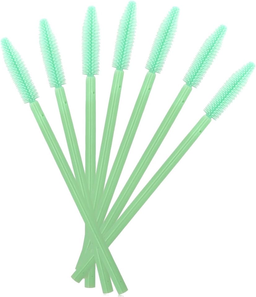 MELADY Silicone Disposable Eyelash Brushes Mascara Wands Applicator Makeup Kits (Pack of 100pcs, Green(Pyramid-shaped))