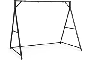 VINGLI Upgraded 7 FT Rattan Porch Swing Frame, Heavy Duty 1200 LBS Weight Capacity Swing Stand for Outdoors, Black
