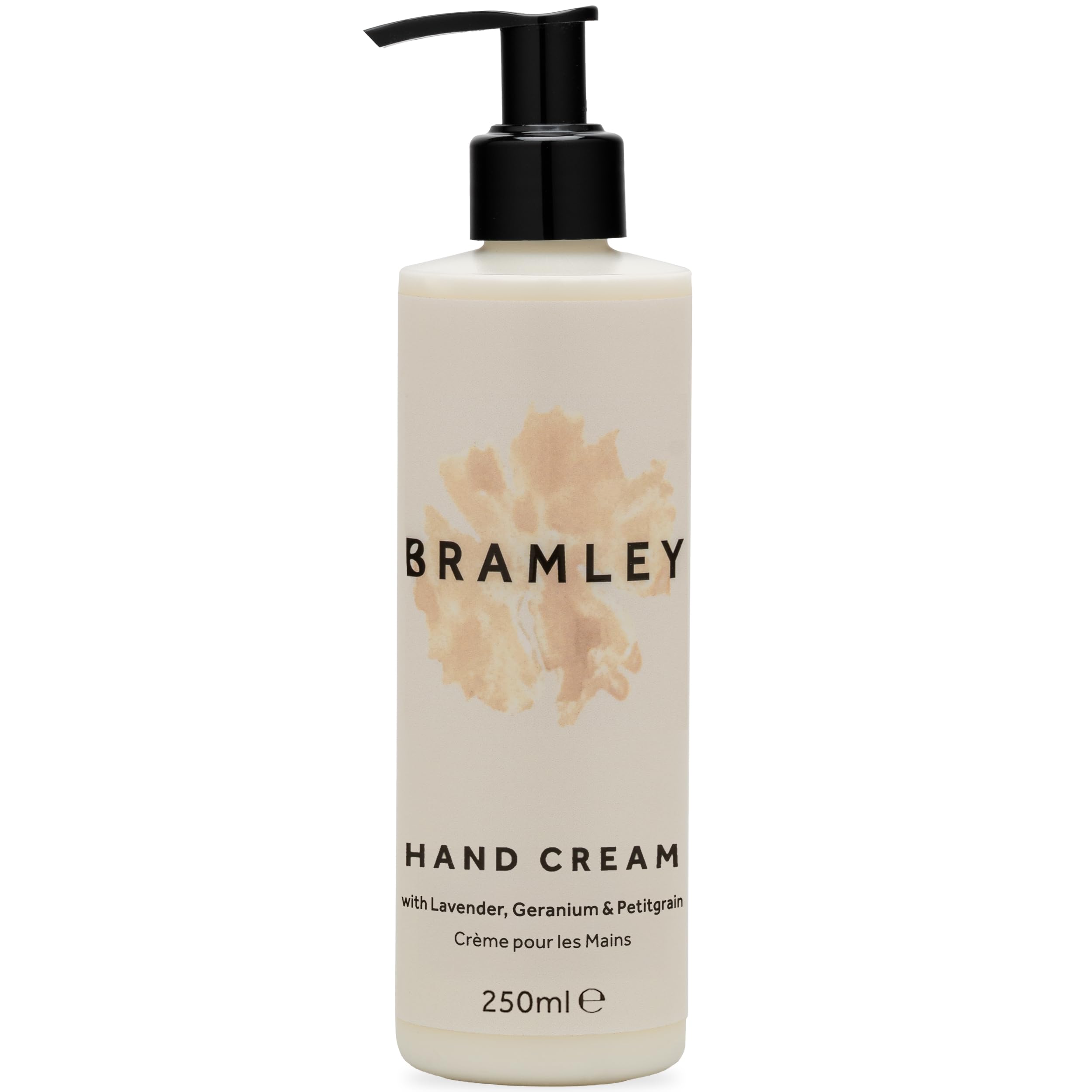 Bramley Hand Cream (250ml) Hand Moisturiser with Pump with Lavender, Geranium & Petitgrain Essential Oils, Vegan Hand Lotion for Dry Hands & Nails