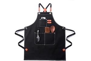 FortuWrap Plus Size Kitchen Apron for Men WomenCross Back Cotton Canvas Chef Apron
