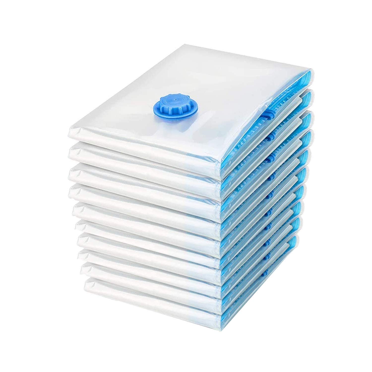 Pack of 10 Vacuum Storage Bags Strong Space Saver Bags with Double Zip Seal & Triple Valve Reusable Compression Bags for Clothes, Bedding, Duvets & Travel (70 x 50 cm)