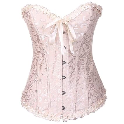 IZHH Damen Vintage Gothic Party Floral Lace Up Schlank Korsett Bustier Tube Top Frauen Lace Up Gericht Korsett Korsett