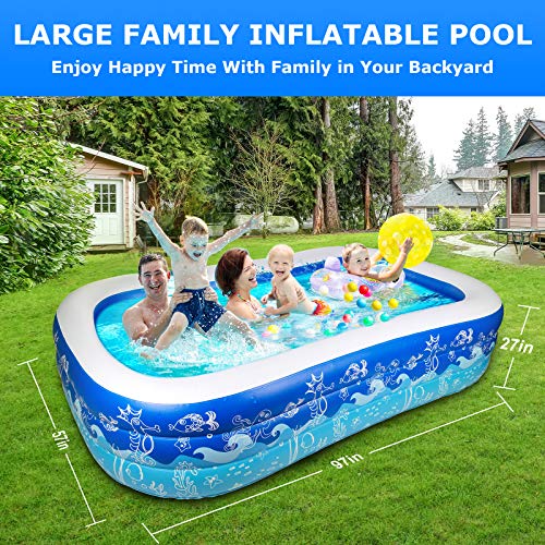 Joyjoz Inflatable Pool 93" X 54" X 22", Swimming Pools for Backyard, Blow up Pool for Kids, Adults, Thick Full-Sized Family Kids Pool Above Ground, Large Adult Swimming Pools, Rectangular Lounge Pool - Image 2