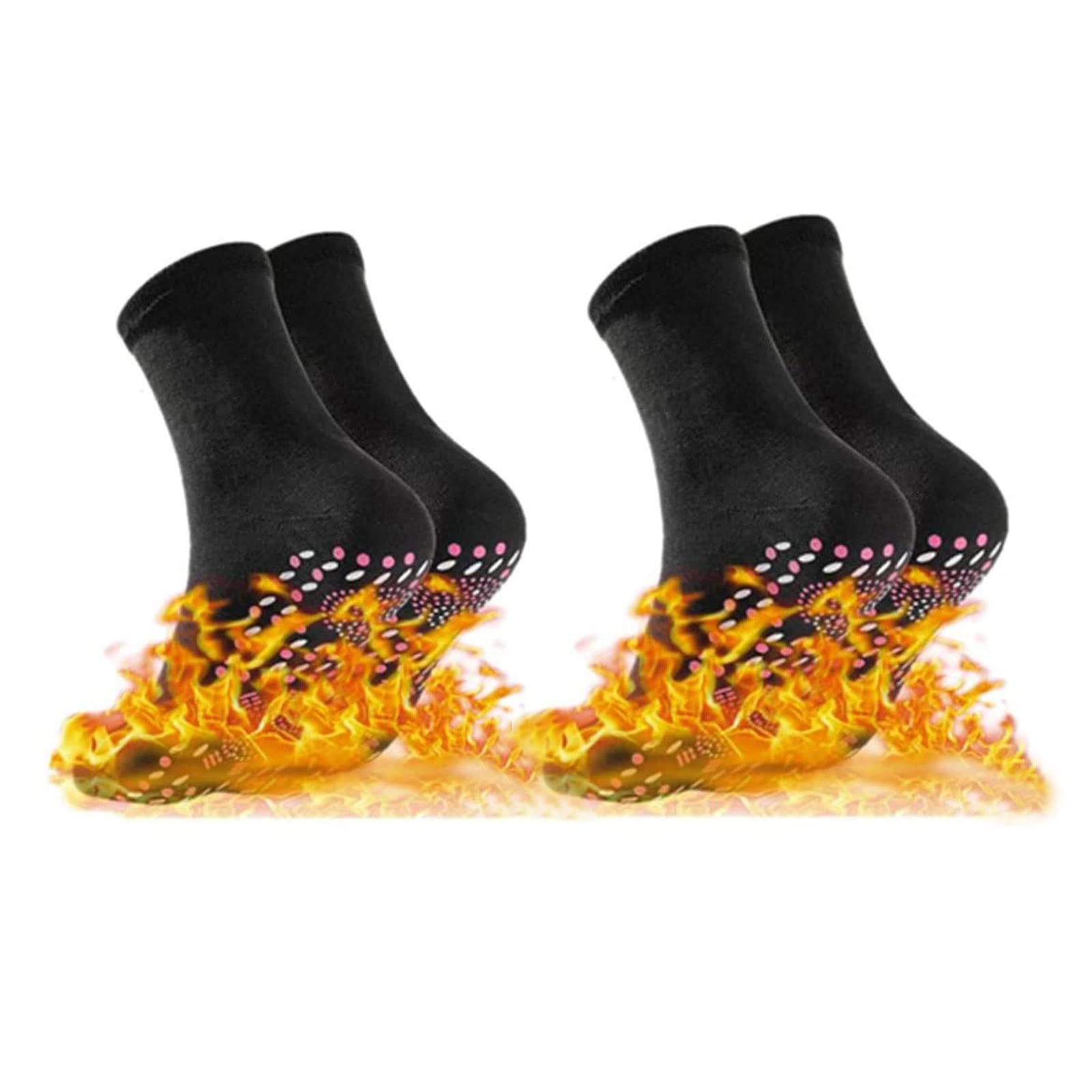 2 Pairs Self Heating Socks, Thermal Socks for Unisex Winter Magnetic Therapy Socks, Warm Soft Comfortable Anti-Freezing Outdoor Socks -Black