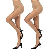 Yilanmy Run Resistant Control Top Pantyhose 15D Sheer High Waist Tights With Reinforced Toes