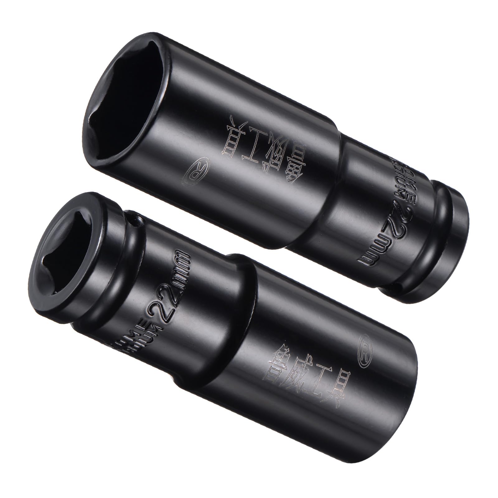 CoCud Deep Impact Socket, 1/2" Drive 22mm Socket, CR-V Steel Rounded Corner Design 6-Point Deep Impact Socket - (Applications: for Screw Installation), 2-Pieces
