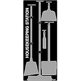 5S Housekeeping Shadow Board Broom Station Black/Gray (Board Only)