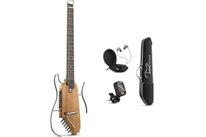 Donner HUSH-I Guitar For Travel - Portable Ultra-Light and Quiet Performance Headless Acoustic-Electric Guitar, Maple Body wi