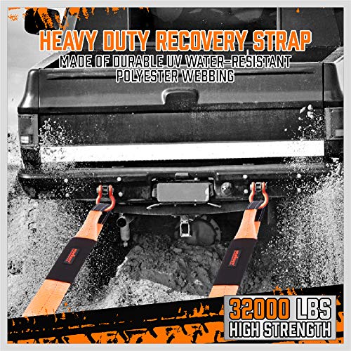 HORUSDY Nylon Heavy Duty Tow Strap Recovery Strap with Hooks 3" x 30Ft