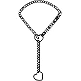 EverGlimp Heart Slip Chain Necklace For Women, Adjustable Long Leather Choker Collar With Rhinestone Letters, Y-Shaped Layered Design