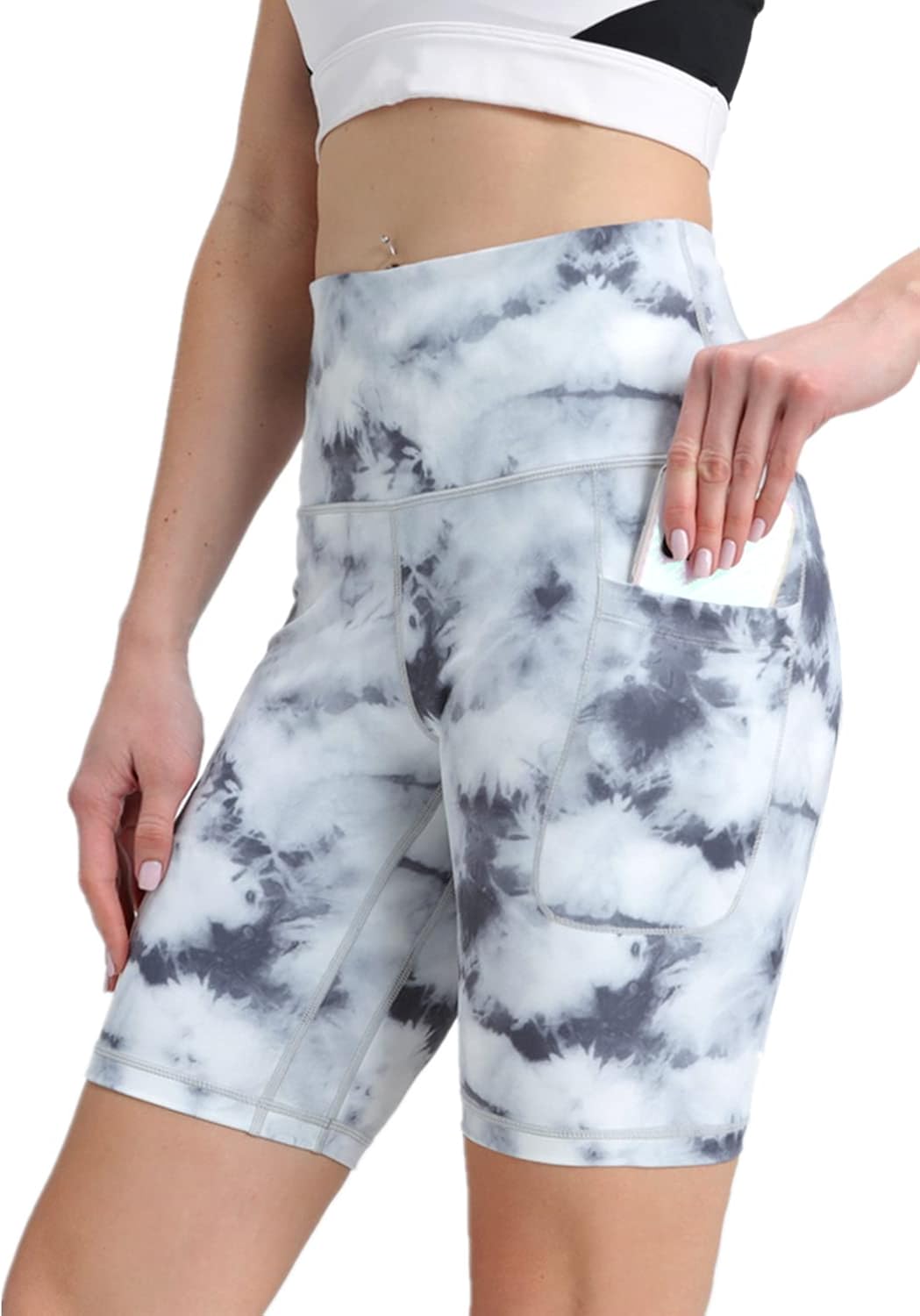 FETY Women's High Waist Yoga Shorts Biker Workout Shorts Running Athletic Short with 2 Pockets Tommy Control