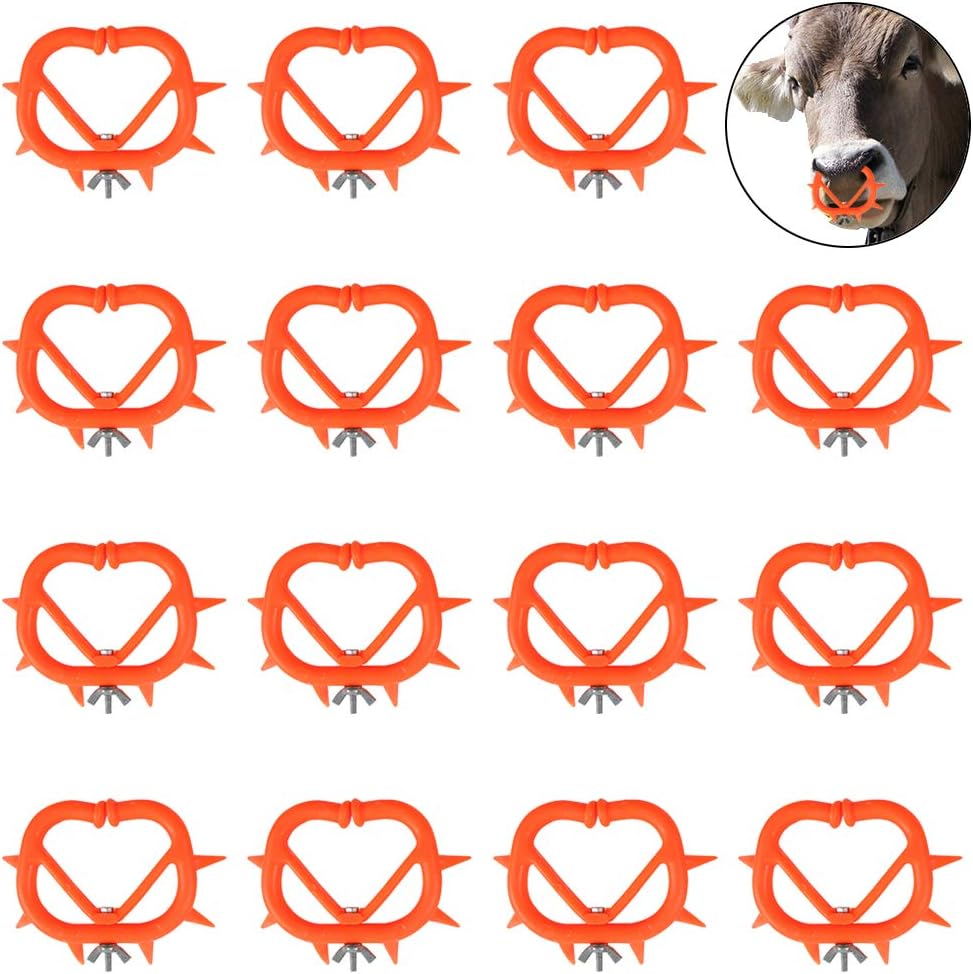 Junkai 15pcs Round/10pcs Sector Calf Weaner,Cattle Cow Weaning Tool Cow Nose Ring