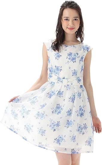 Amazon ハニーズ コルザ Honeys Colza ウエストリボンワンピース オフ花柄 ｌ ワンピース チュニック 通販