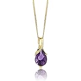 Orovi 14K Gold Necklace for Women in 14K Yellow Gold/White Gold 585 with Ruby/Sapphire/Emerald/Topaz/Amethyst Gemstone/Birthstone Pendant Necklace and Gold Chain 17.7 ″ Long - Women's Jewelry