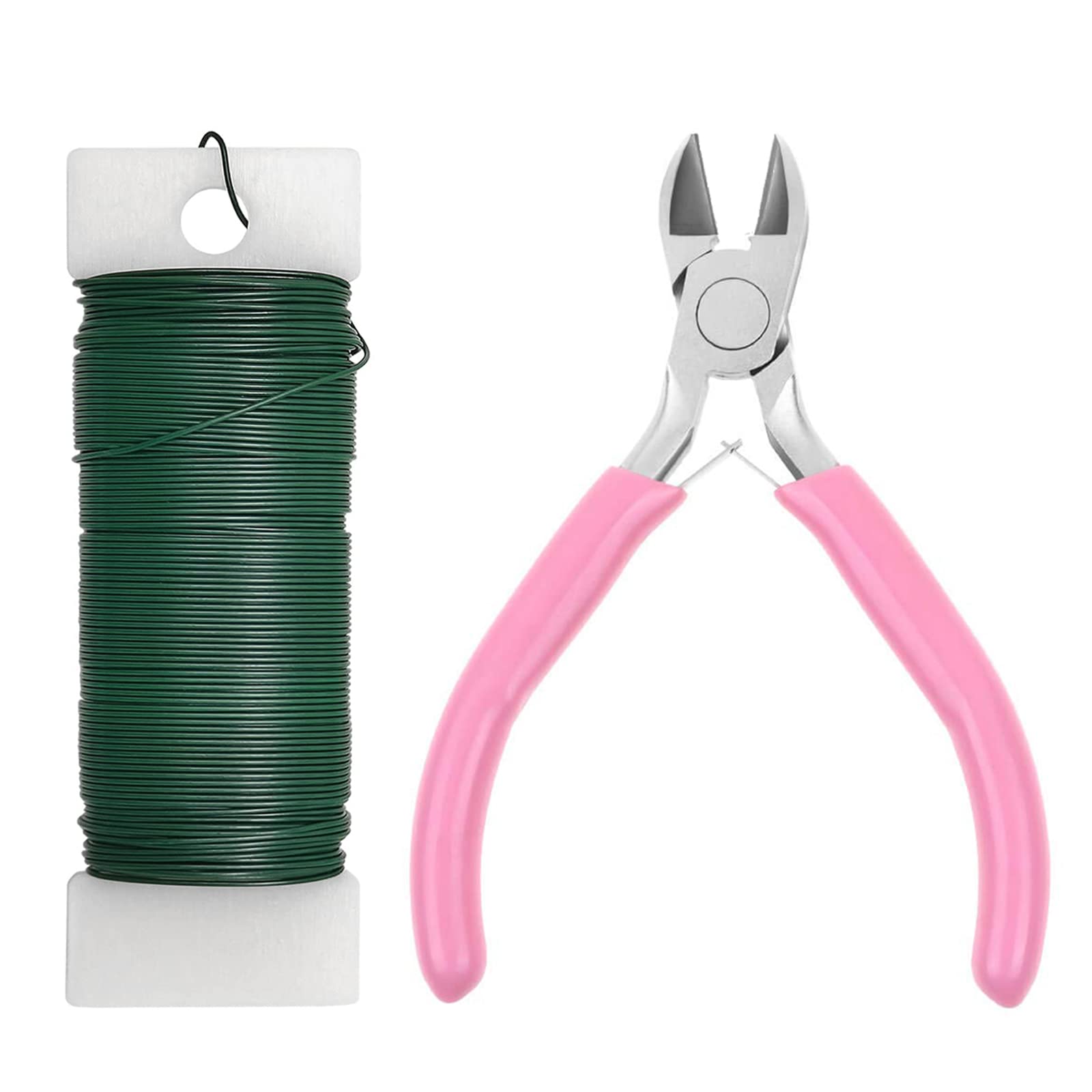 Florist Kit for Wreath Making - 2Pcs Floral Arrangement Set, Wire Cutters and Green Stem Wire for DIY Flower Arrangement