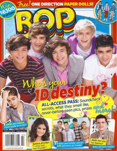 One Direction (1D) Paper Dolls, Josh Hutcherson, Selena Gomez, Justin Bieber, 6 GIANT POSTERS - June/July, 2012 Bop Magazine