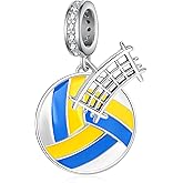 qielizhu Volleyball Charm 925 Sterling Silver Volleyball Charm for Women Volleyball Gifts Sport Jewelry Gifts for Women
