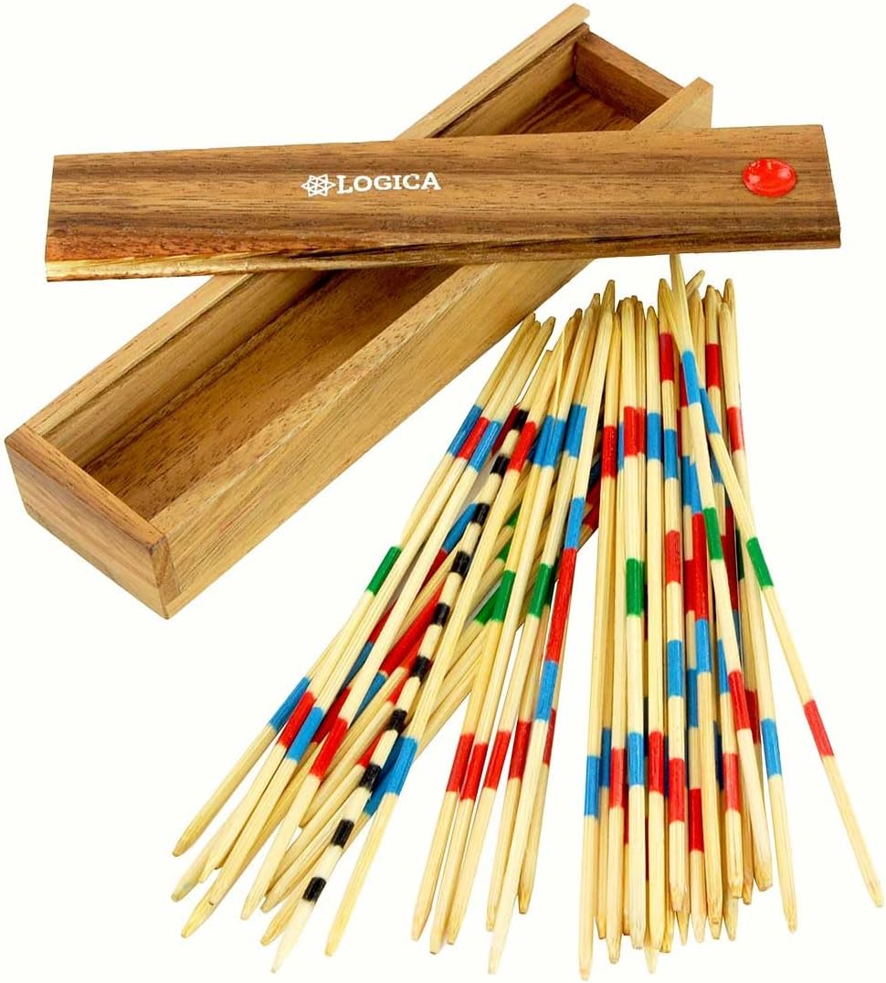 Logica Giochi Mikado Wooden Board Game Teak Wood Bamboo Sticks Classic