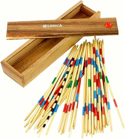 Logica Giochi Mikado Wooden Board Game Teak Wood Bamboo Sticks Classic