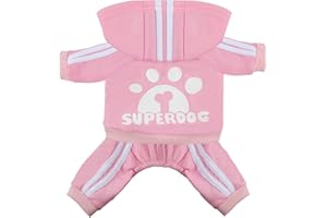 LONTEPET Dog Hoodie 4 Legs Jumpsuit for Small Dogs Puppy Clothes Dog Pullover Sweatshirt Cotton Doggie Winter Coat Cat Apparel(Pink,XXS)