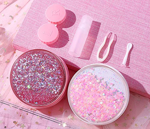 Stylish Cute Quicksand Contact Lens Case,Portable Travel Contact Lens Case Eye Care Kit Set Container Box Holder 1PCS (Pink-2) - Thumbnail 4