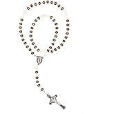 Kizvora Crystal Rosary Necklace - Complete Traditional Prayer Beads with Crucifix, for Catholic Rosary, Meditation and Spiritual Reflection