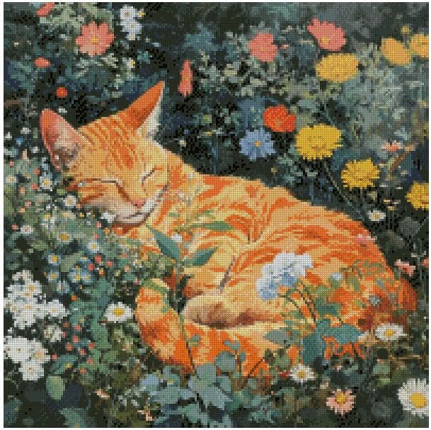Cat in Sunshine 200x200 Stitch,36x36 cm Counted Cotton Cross Stitch Kits,cat Advanced Experience Cross Stitcher