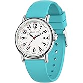 GOLDEN HOUR Waterproof Nurse Watch for Medical Professionals, Students Women Men - Military Time Luminouse Easy Read Dial, 24 Hour with Second Hand, Colorful Silicone Band