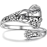 Zepmais Elephant Spoon Ring for Women - 925 Sterling Silver Vintage Flower Thumb Rings Boho Style Jewelry Statement Gifts for Mom Grandma