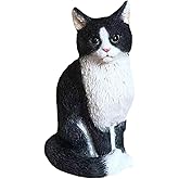 diariene. Cat Resin Outdoor Tree Sculpture Gift Garden Terrace Lawn Outdoor Cat Statue (Black)
