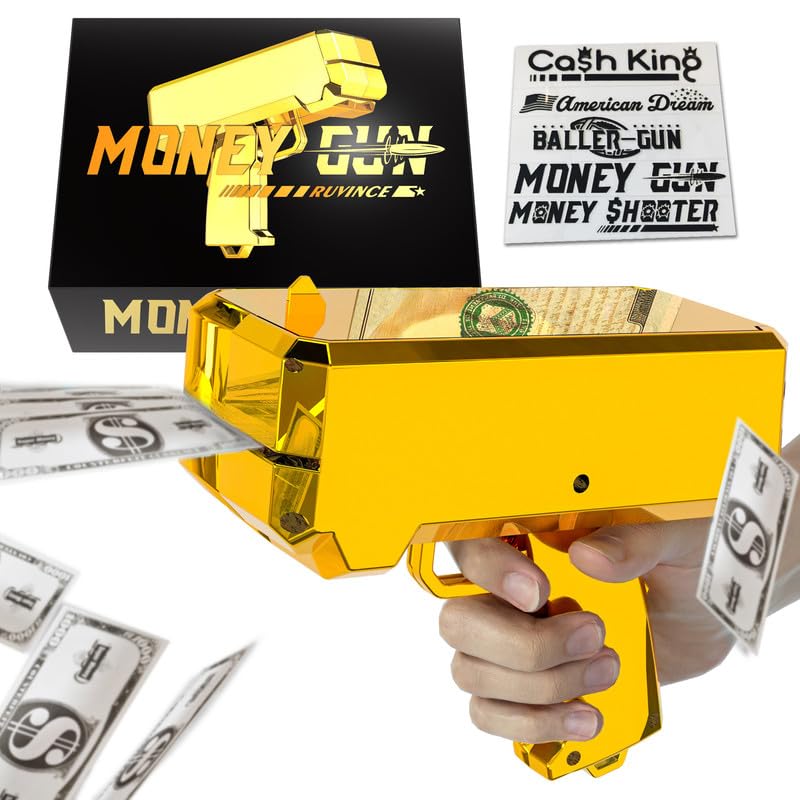 RUVINCE Money Gun Shooter - Prop Cash Gun That Looks Real for Movies, Make It Rain, Handheld for Game Parties