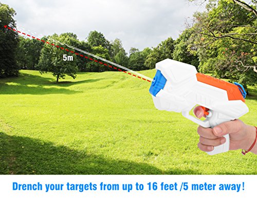Zooawa Water Gun Blaster Pump, 2 Packs Water Blaster Shooting Water Pistols Kids Party Favor Toy for Summer Swimming Pool Beach Backyards, Black + Orange - Thumbnail 2