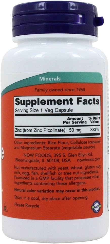 NOW Foods - Zinc Picolinate 50 mg, 120 capsules: Health & Personal Care
