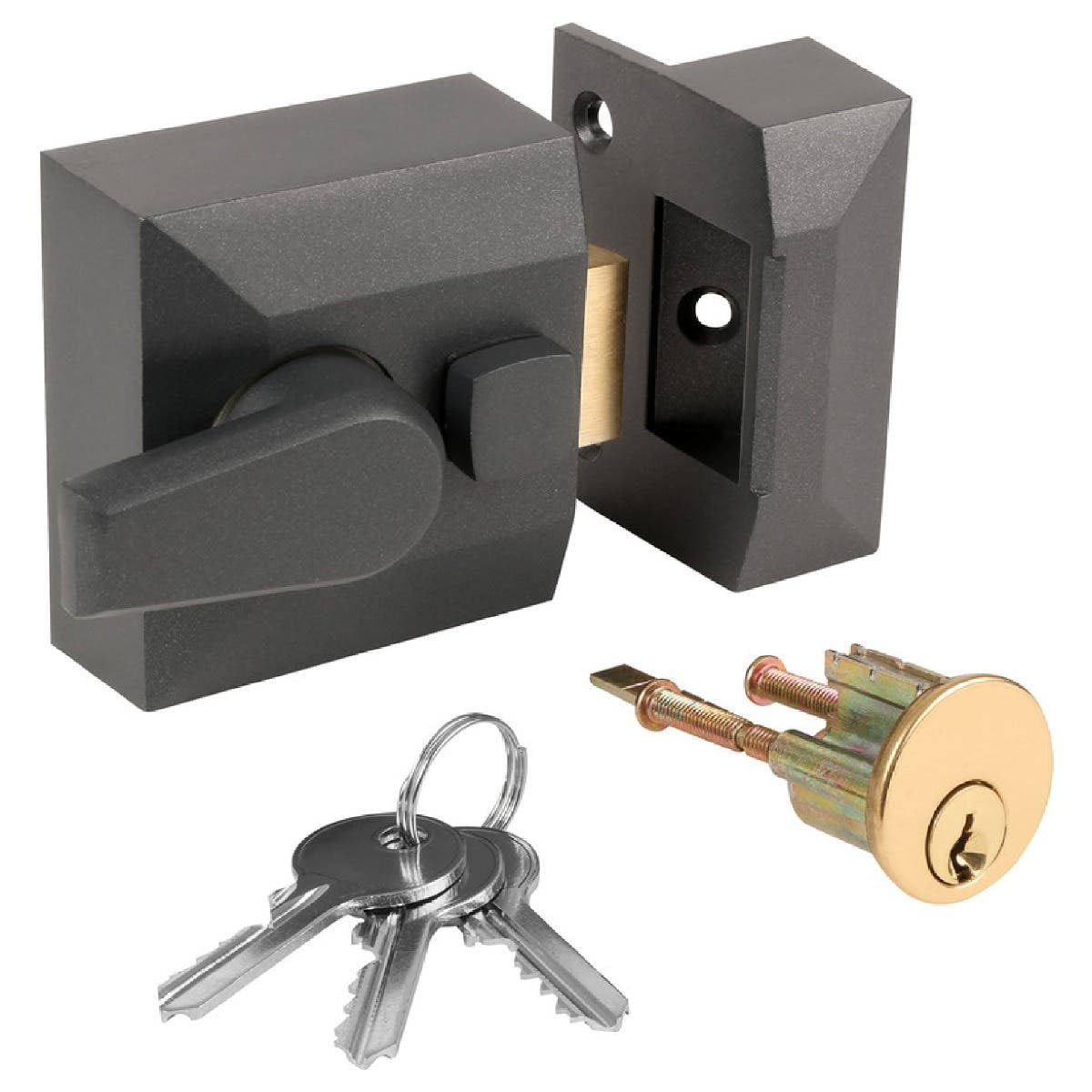 Double Locking Night Latch Narrow, Deadlock Yale Type Cylinder (1206GV)