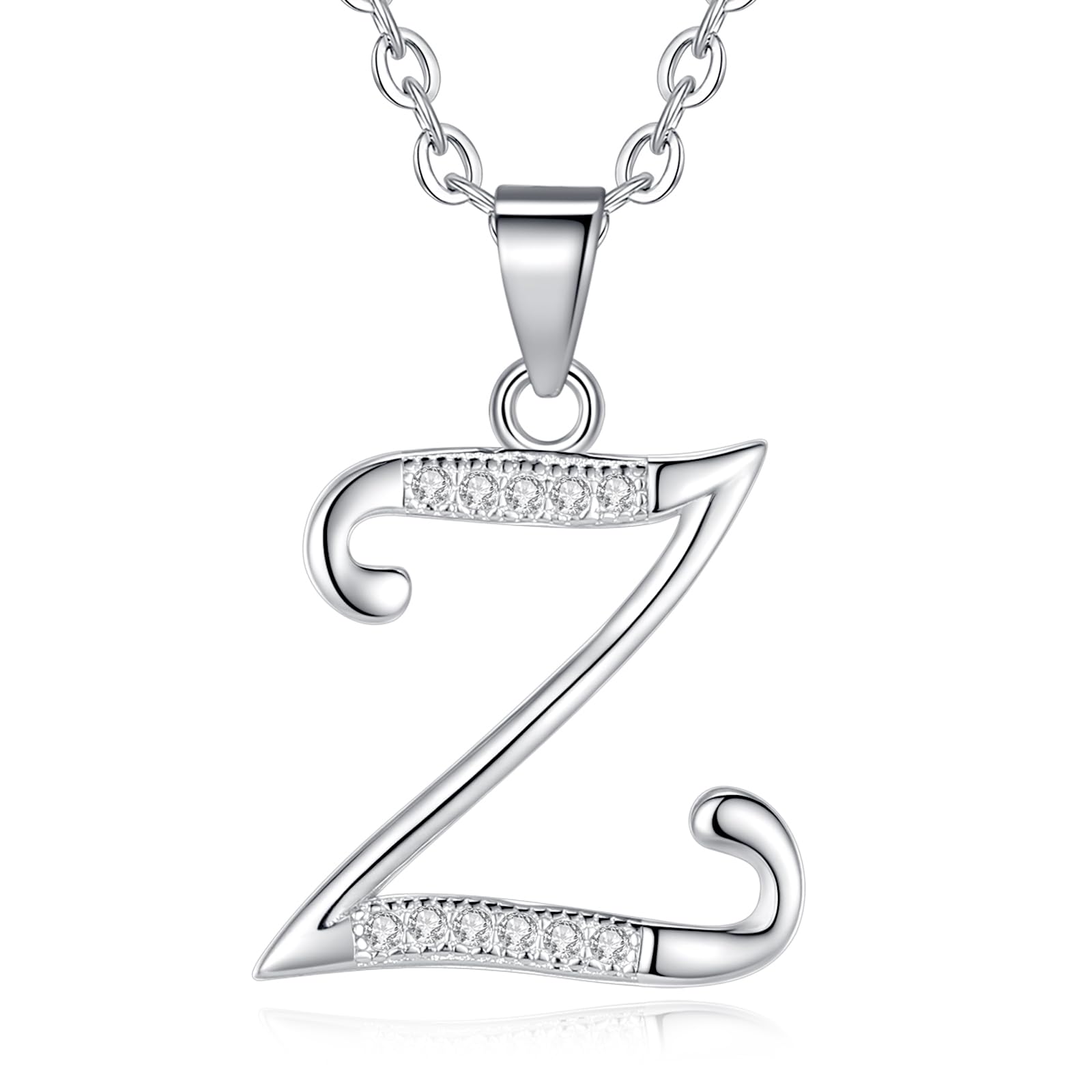 VIKI LYNN Initial Pendant Z 925 Sterling Silver Letter Necklace with Cubic Zirconia Personalised Gifts for Women Ladies — image 1