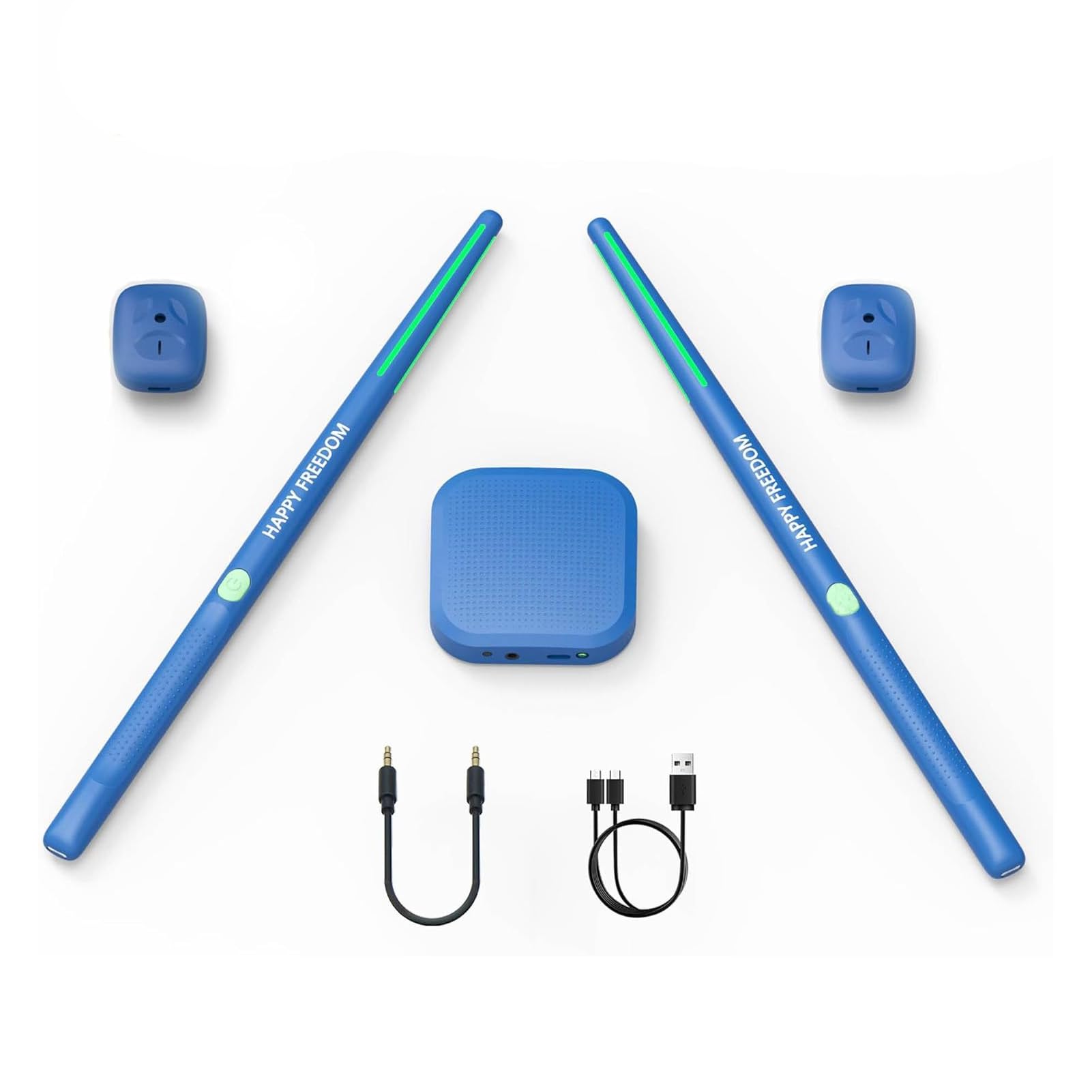 Air Drum Kit, Portable Virtual Drum Set with 3D Motion Sensing, Virtual Pocket Drum with 2 Air Drum Sticks & Pedals & Bluetooth Adapter for Kids Adults Beginners (Blue)