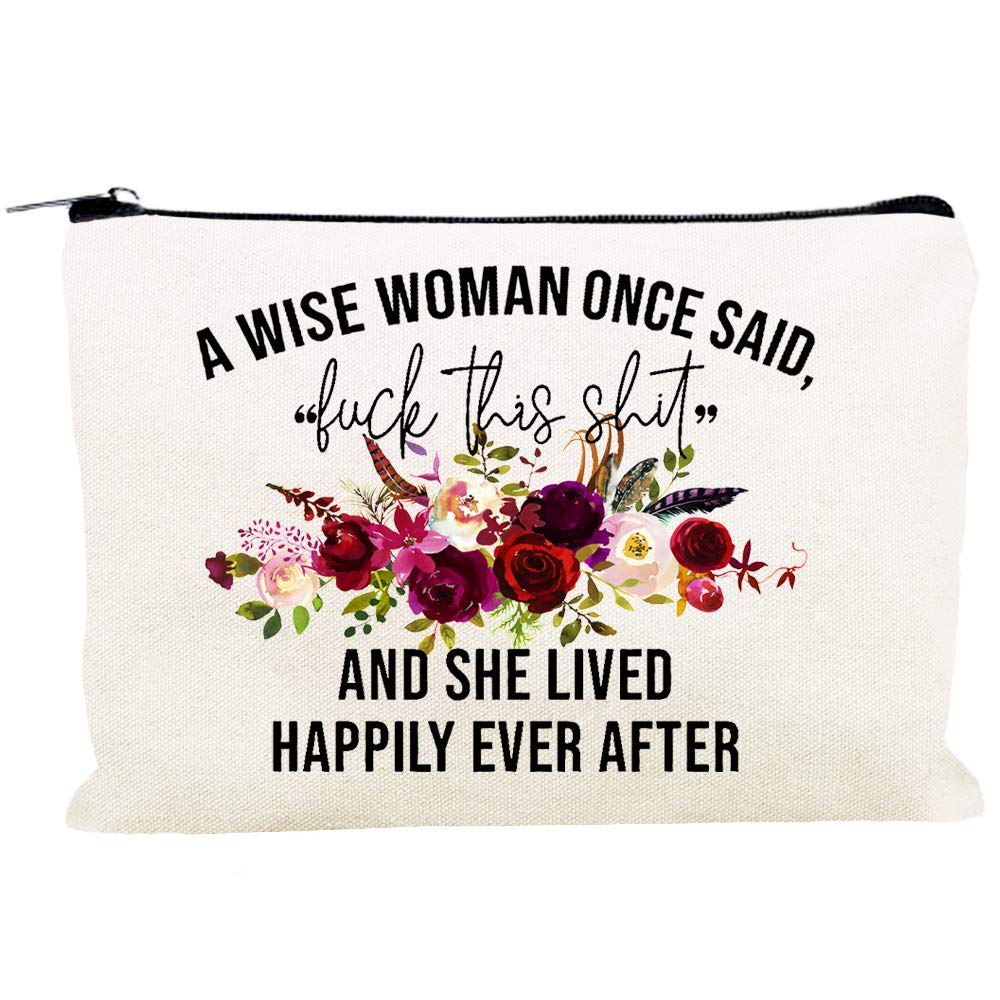 Photo 1 of Kimoli Funny Canvas Cosmetic Bag Makeup Bags Cute Travel Bag Birthday Gifts Friend Gifts for Women (Style-C)