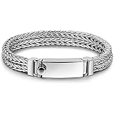 H&Beautimer Men's 925 Sterling Silver Bracelet Solid 10MM Chopin Chain Bracelet Hip Hop Party Jewelry Silver Chain 7-7.5-8-8.5-9-9.5-10'' Birthday Gift