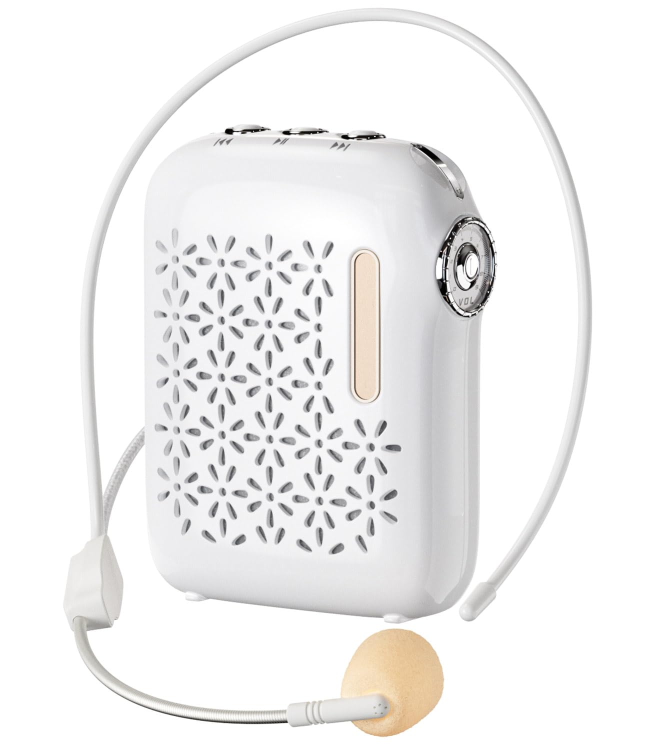 20W Voice Amplifier for Teachers with Wired Microphone Headset, Rechargeable Portable Bluetooth 5.0 PA Speaker, 12H Working Time, for Teaching, Coach, Classroom (White)