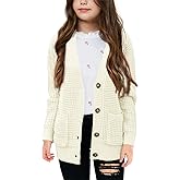 Imily Bela Girls Sweaters Kids Open Front Button Down Knit Cardigans with Pockets