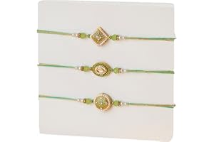 IndoTribe Rakhi for Brother - Rakhi for Brother and Bhabhi | Lumba Rakhi For Brother with Gift Set | Rakhi with Roli Chawal, Card | Brother Bhaiya Bhabhi Rakhi | Raksha Bandhan Rakhi