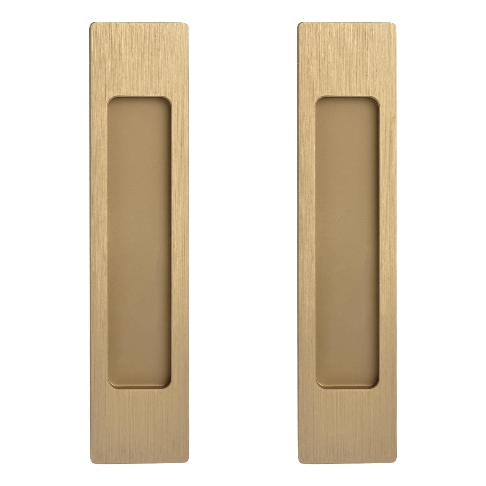 MOROBOR 18CM Self-Stick Rectangual Sliding Door Pulls, 2pcs Champagne Gold Aluminum Alloy Flush Pull Punch-Free Handle for Sliding Barn Door Windows Cabinets