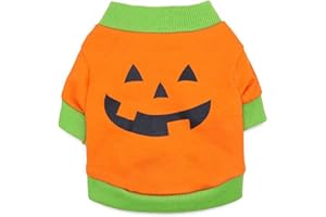 CPCOIN Dog Shirts Halloween Pumpkin Costume Pet Clothes Puppy Outfits Lightweight Sweatshirt for Chihuahua Bulldog Dachshund Beetlejuice Dog Orange05 Small
