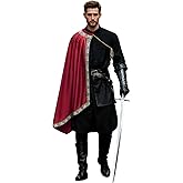 GRAJTCIN Unisex Renaissance Cloak Medieval Shawl Half Shoulder Cape Knight Warrior Halloween Costume