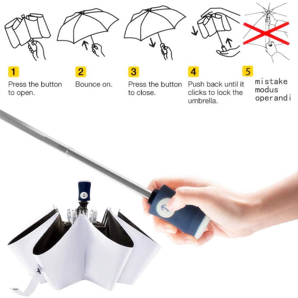 DBA FDJASGY Sun Umbrella Compact Folding Travel Umbrella Auto Open and Close for Windproof, Rainproof & 99.9% UV Protection Parasol with Black Anti-UV Coating
