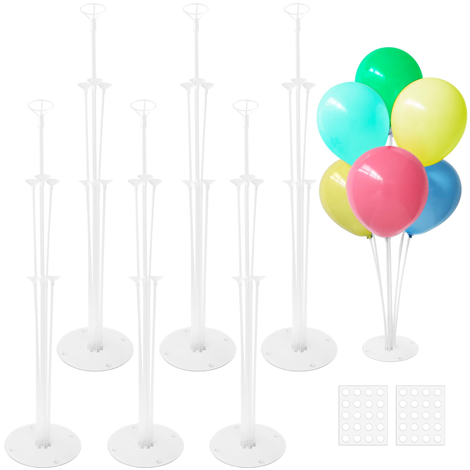 Photo 1 of 6 Sets Balloon Sticks with Base,Balloon Stand Kits,Balloon Stands with Base for Table Center Floor Birthday Wedding Party Decorations